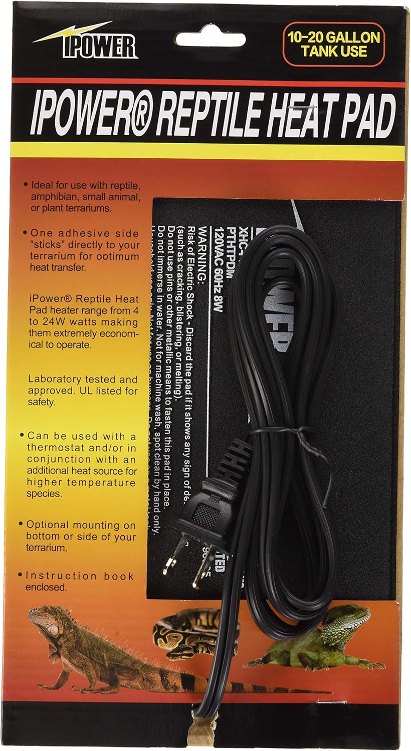 iPower 4 by 7-Inch Reptile Heating Pad Under Tank Terrarium Heater - Black-1 Pack / 6" X 8" / Heat Pad - New