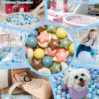 GOGOSO Ball Pit Balls Stars Moon Shapes Plastic Pitballs for Child - 100 balls / Pink Blue Coffee - image 3