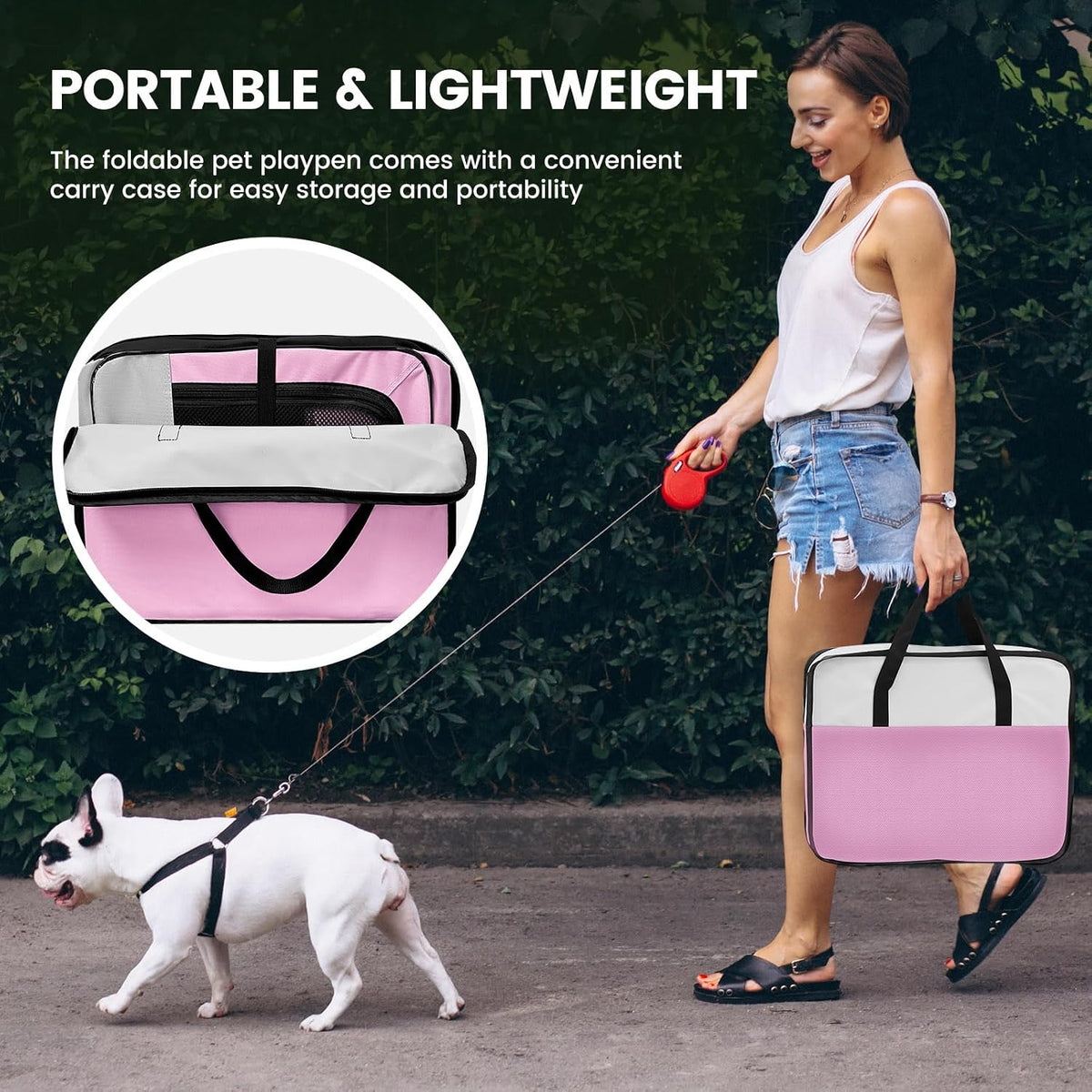 X-ZONE PET Foldable Dog Playpen - Small / A Pink - image 3