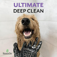 H HANDSON Pet Grooming Gloves - Patented #1 Ranked, Award Winning Shedding, Bathing, & Hair Remover Gloves - Gentle Brush for Cats, Dogs, and Horses (Purple, Medium)