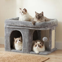 Heybly Cat Tree, 14" Cat Tower with Large Cat Bed & Condo HCT203SW – Essentials for Cats - 14 inch / Light Gray - image 2