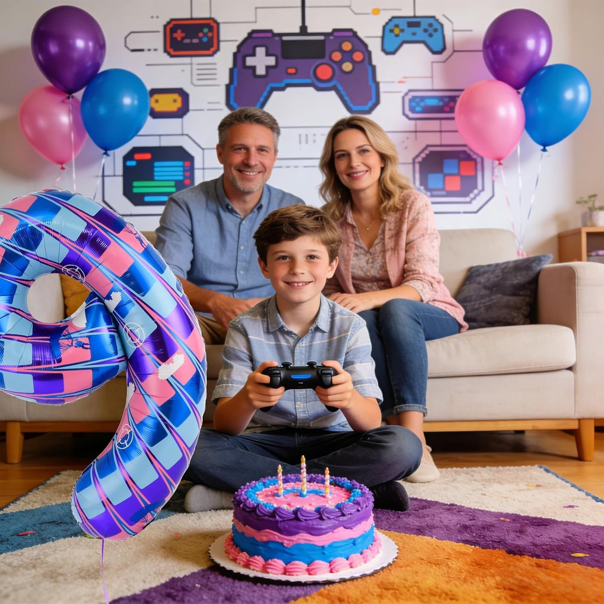 40 Inch Vibrant Spider-Themed Number Foil Balloons - Blue + Purple Tones / 9 - image 4
