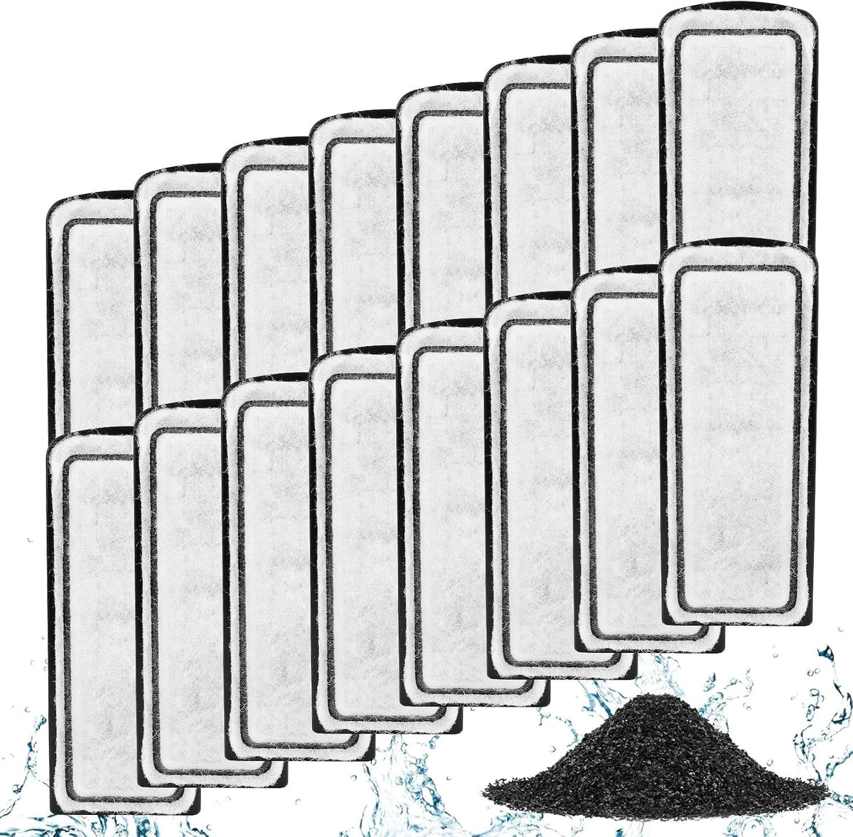 AQQA Quiet 20-30 Gallon Fish Tank Filters - 16 PCS Carbon Cartridge