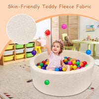 MEOGETY beige teddy fleece foam ball pit for toddlers with soft round walls - view 21