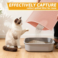 Pieviev Cat Litter Mat, Double-Layer Waterproof Litter Trap - Coral Red / 30x24 Inch - image 3
