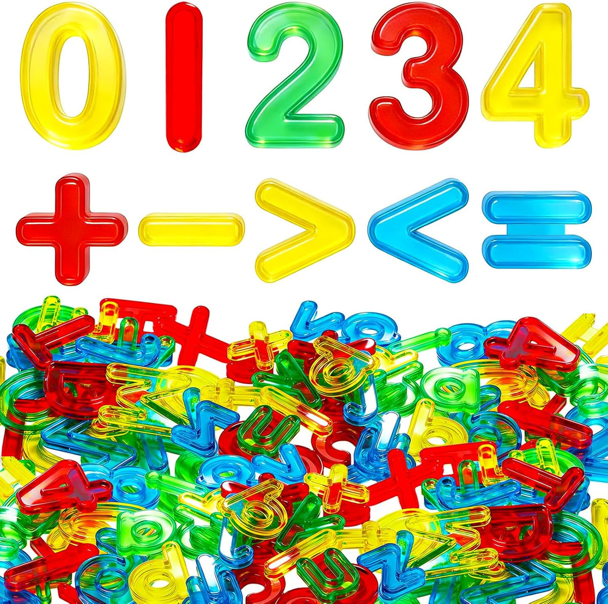 Bbiamsleep 67 Pcs Plastic Practice Set Transparent Letters and Numbers – Fun for Kids & Family - Numbers and Symbols