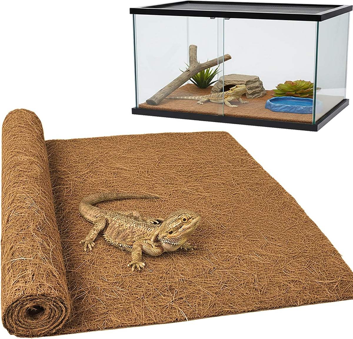 Reptile Carpet, Reptile Mat, Bearded Dragon - 1 PCS / Brown 18"×36"