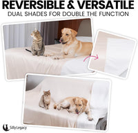 Thin Reversible Waterproof Protective Bed Cover, for Pets - King 96 x 100 inch / Beige - image 2