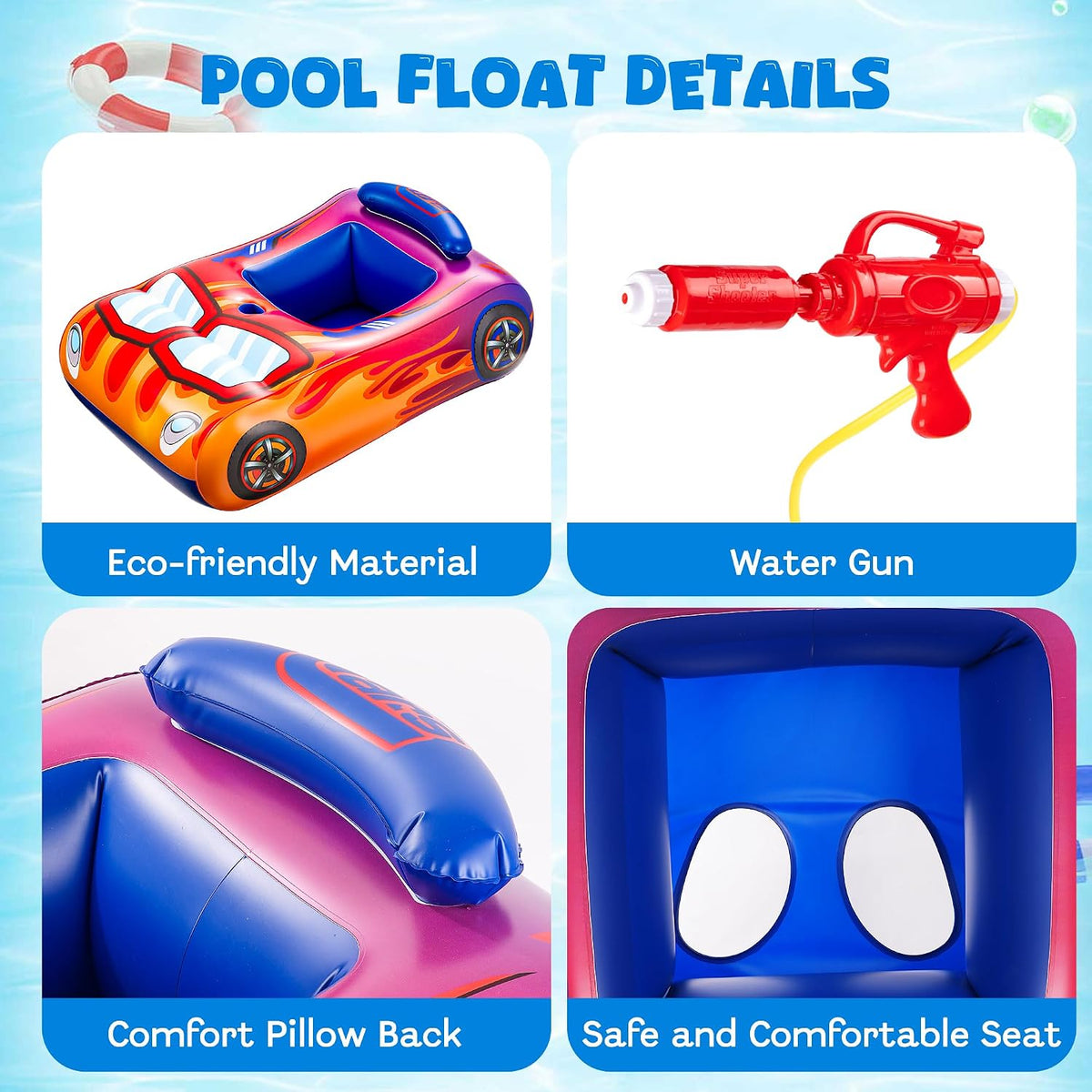 Difola kids pool float with water gun in a pink mermaid design - view 10