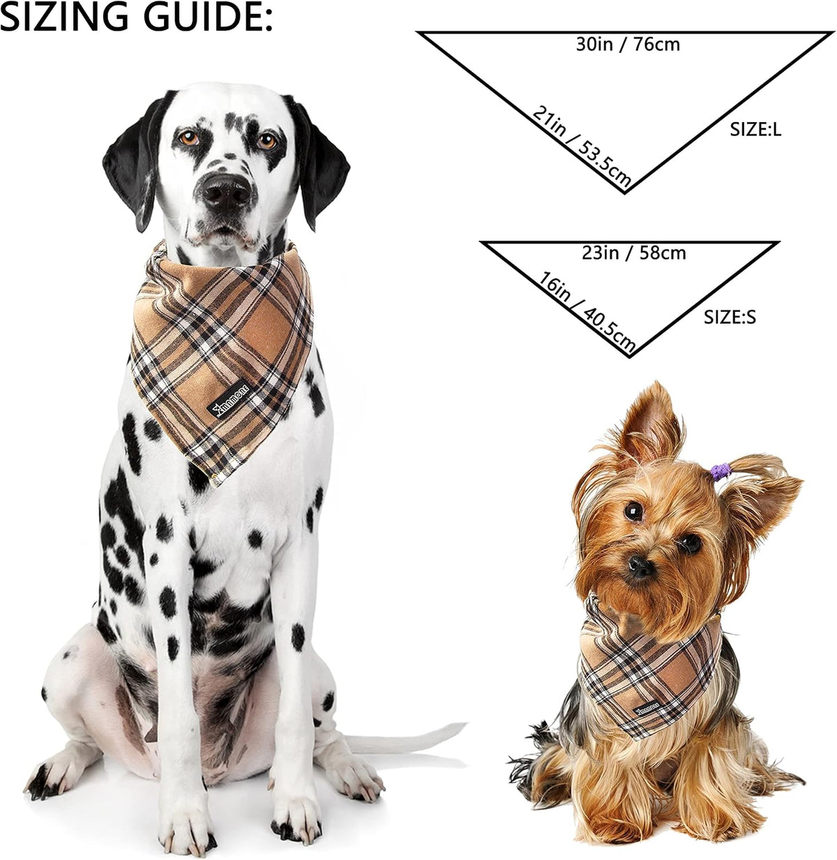 Soft Washable Plaid Bandanas for Dogs and Cats - Light Khaki / Small - image 2