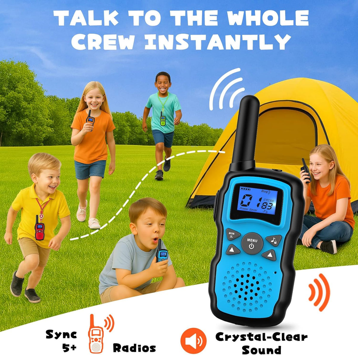 Wishouse Walkie Talkies for Kids 4 Pack - Red Blue Yellow Green - image 2