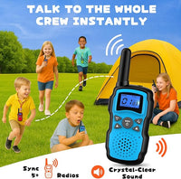 Wishouse Walkie Talkies Rechargeable for Kids Adults Long Range,Xmas Birthday Gift for Boys Girls 4 5 6 7 8 9 10 Year Old,Hiking Gear Camping Games Toys with Flashlight,VOX,Easy to Use 3 Pack