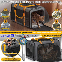 Expandable Pet Carrier for Small Cats & Dogs - 18.0"L x 11.0"W x 11.0"H / Mid-Hemp Gray - image 3