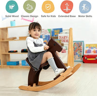KRAND natural pine kids wooden rocking horse with handrail, backrest and foot pedal - view 7
