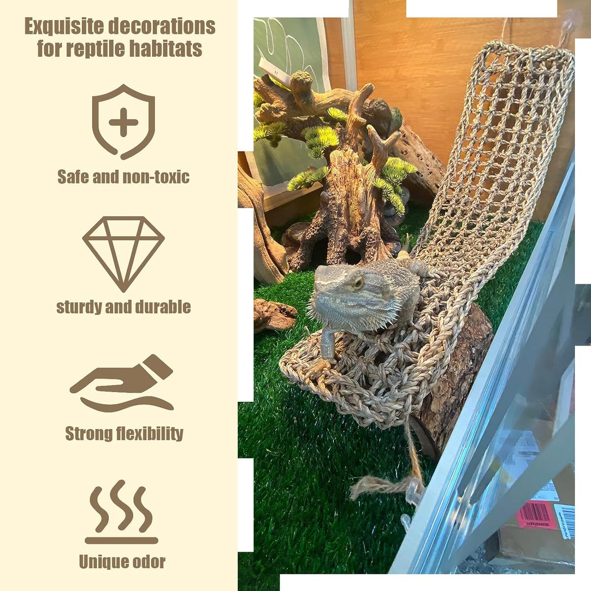 2Pcs Reptile Hammock for Bearded Dragon Climbing Bridge Tank - image 4