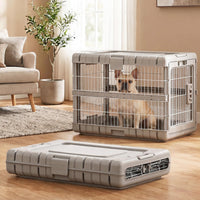 28" L Collapsible Dog Crate for Dogs - Beige / 27.95 x 18.9 x 21.65 in