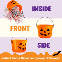 JOYIN 6 pack Halloween jack o lantern trick or treat pumpkin buckets with handles - view 8