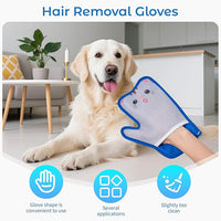 Haiou 4 Pcs Pet Hair Removal Gloves Washable, Magic Brush Reusable Grooming Gloves for Dogs, Cats on Furniture, Beds, Cars Quick Fur Remover Tool