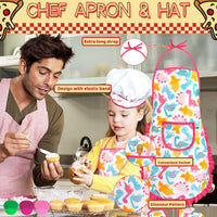 KAEGREEL Kids Baking Chef Set with Unicorn Apron and Mitt - Pink Dinosaur Apron+6 Dinosaur Cookie Cutters - image 2