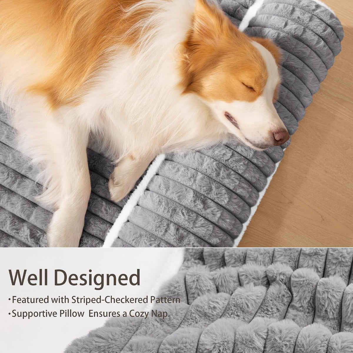 Orthopedic Large Dog Bed Pillow Pet Sofa Bed 36''X24'' Grey – Essentials for Dogs - Grey / 36"L x 24"W x 3.5"Th - image 2