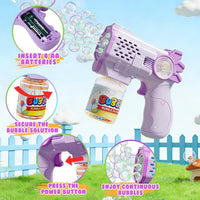 EagleStone 2 Packs Automatic Bubble Machine Guns with 4 Bottles - Green, Purple - image 4