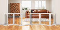 PAWLAND Dog Gate Indoor with Door, Freestanding, Foldable - White / 【6 Panels with Door】144"W x 32"H