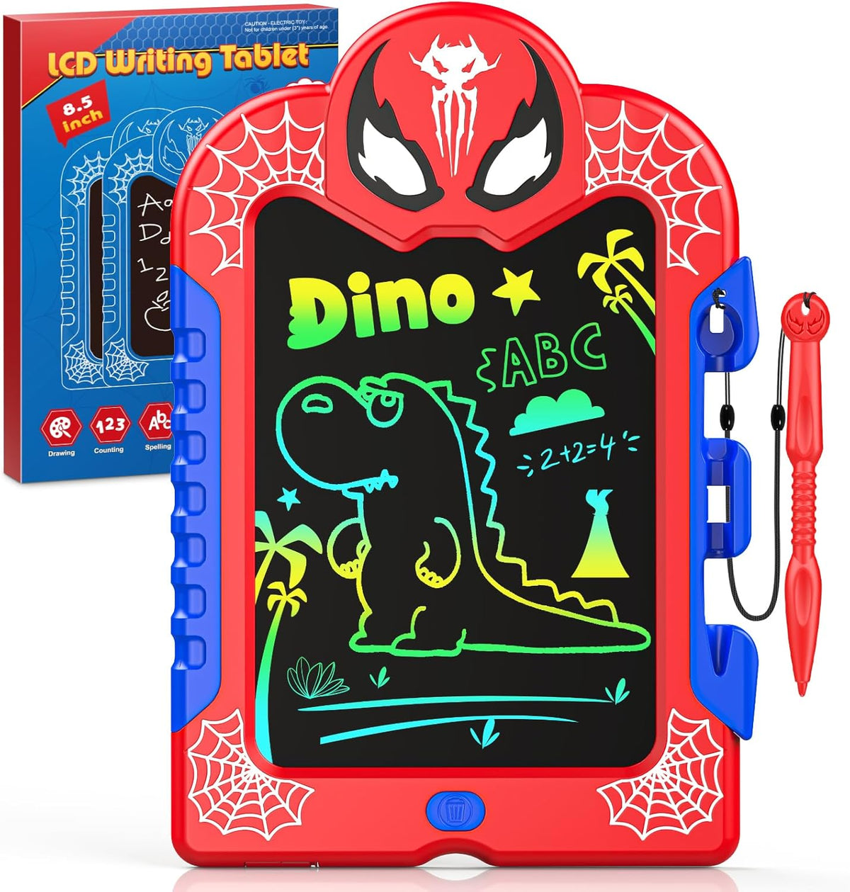 LCD Writing Tablet for Kids: Spidolapse Colorful Doodle Board - Red / 1 PACK