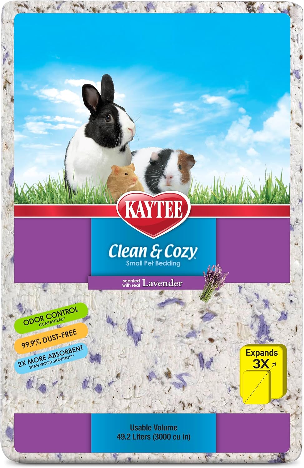 Kaytee Clean & Cozy Lavender Paper Bedding for Guinea Pigs - 49.2 Liters