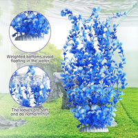 Hamiledyi Aquarium Plastic Plants Aquarium Decor Artificial Fish Tank Plants,Tall Fish Tank Decorations, Extra Large Aquarium Plant 23.6-inch Tall,2PCS（Blue）