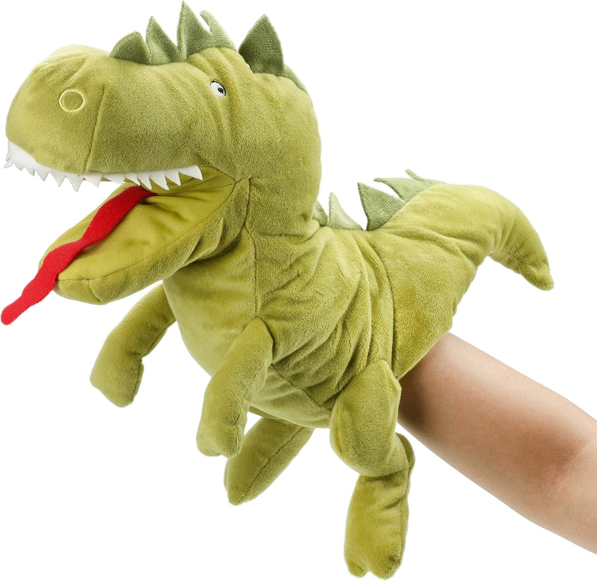 Hopearl white plush unicorn hand puppet with open movable mouth, 12 inches - view 4