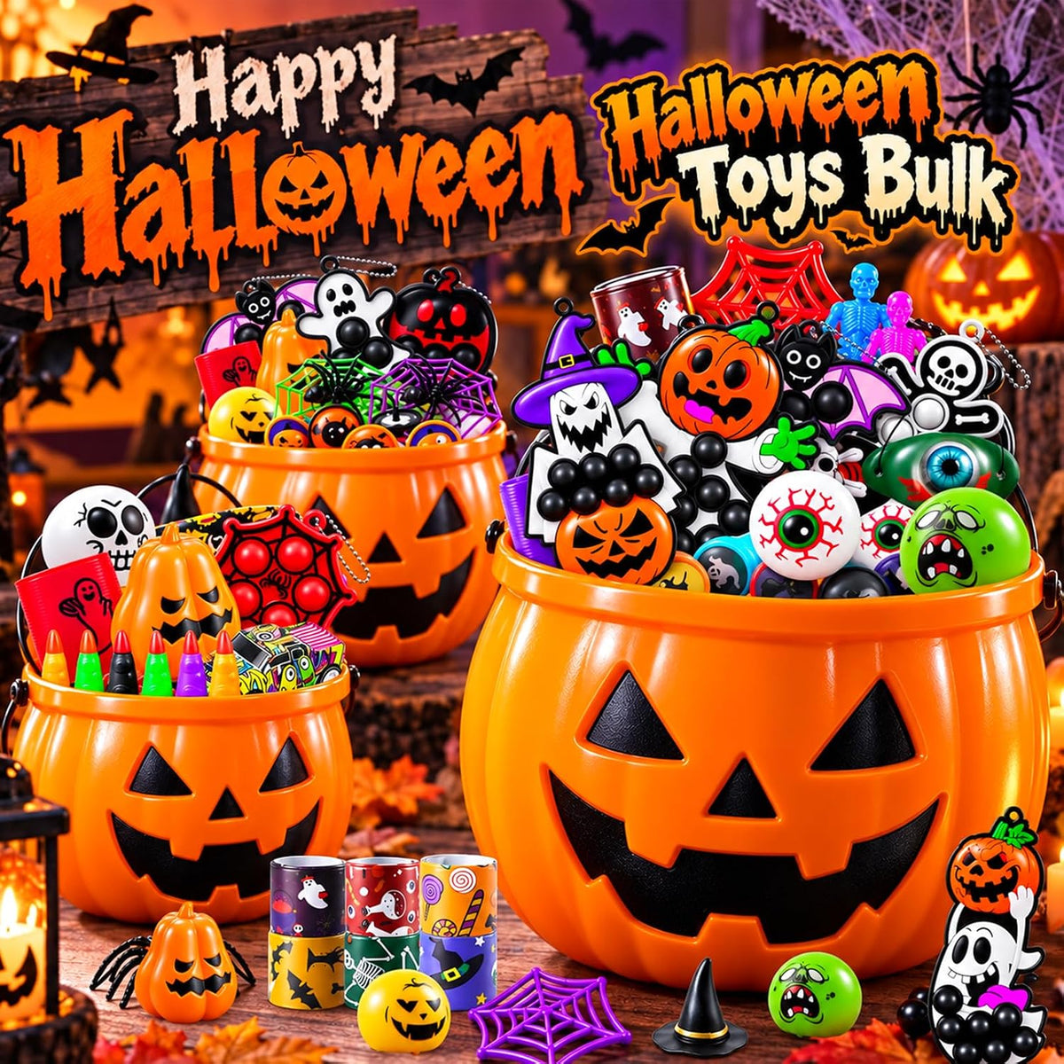 ChildFun 350 piece Halloween party favors set with assorted non-candy toys - view 4