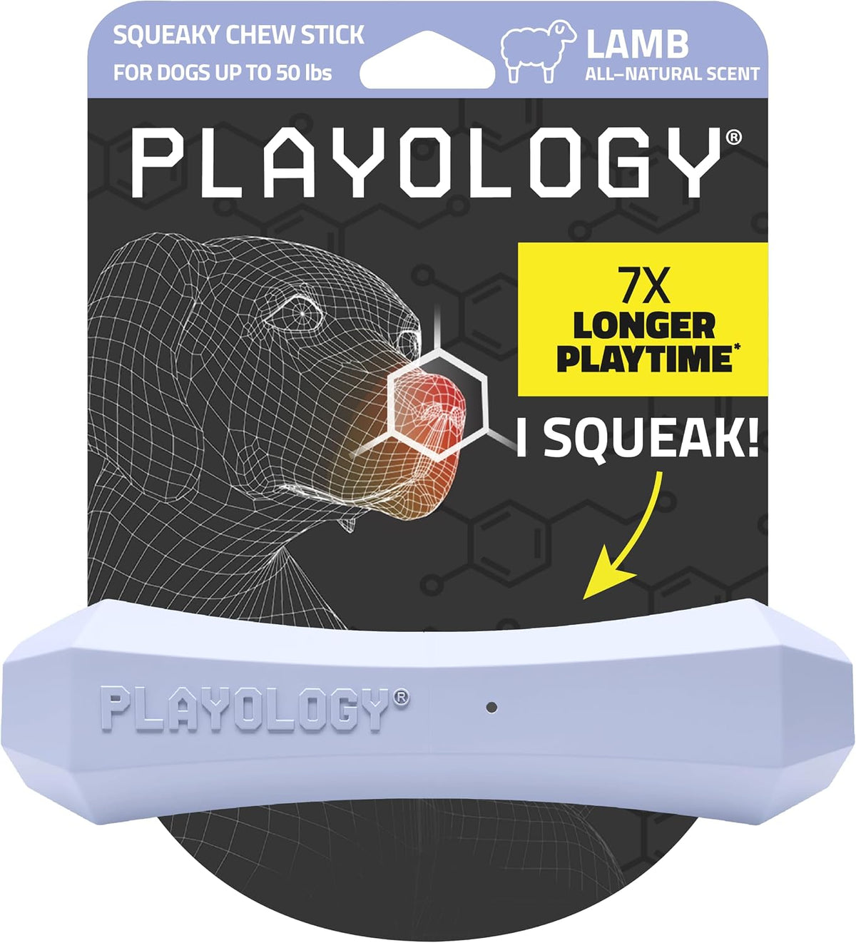 Playology Squeaky Chew Stick Scented Dog Toy - Medium / Lamb