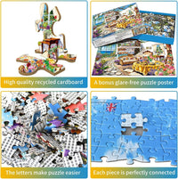 1000 Piece Jigsaw Puzzle, French Riviera Flower Market - Sea-view Room - image 4