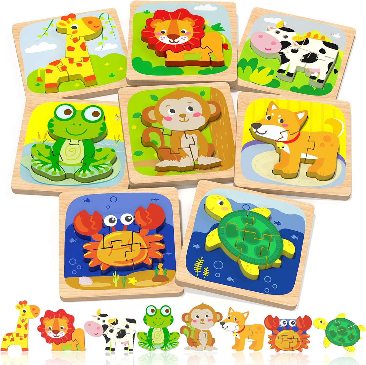 Benresive Wooden Toddler Puzzles - 8 PCS