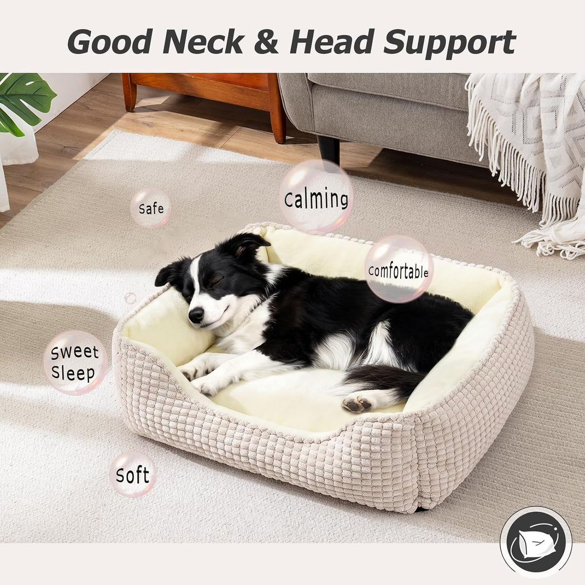 MIXJOY Dog Bed for Large Medium Small Dogs - Ivory Beige / XL(35’’x 25’’x 9’') - image 2
