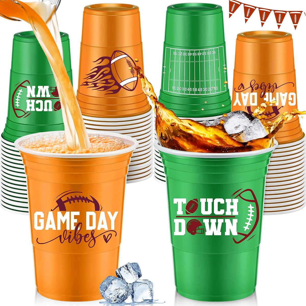 Norme 48 Pcs Checkered Flag Plastic Cups - Football