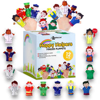 BETTERLINE 20 Piece Story Time Finger Puppets Set Cloth Velvet - Happy Helpers 12 Pieces Finger Puppets / Finger Puppets