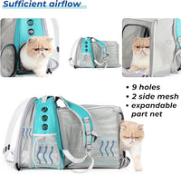 Lollimeow Cat Carrier Backpack, Bubble Expandable Backpack Carrier, Pets and Small Dogs,Airline-Approved, Designed for Travel, Hiking, Walking & Outdoor Use (Square Back Expandable-Green)