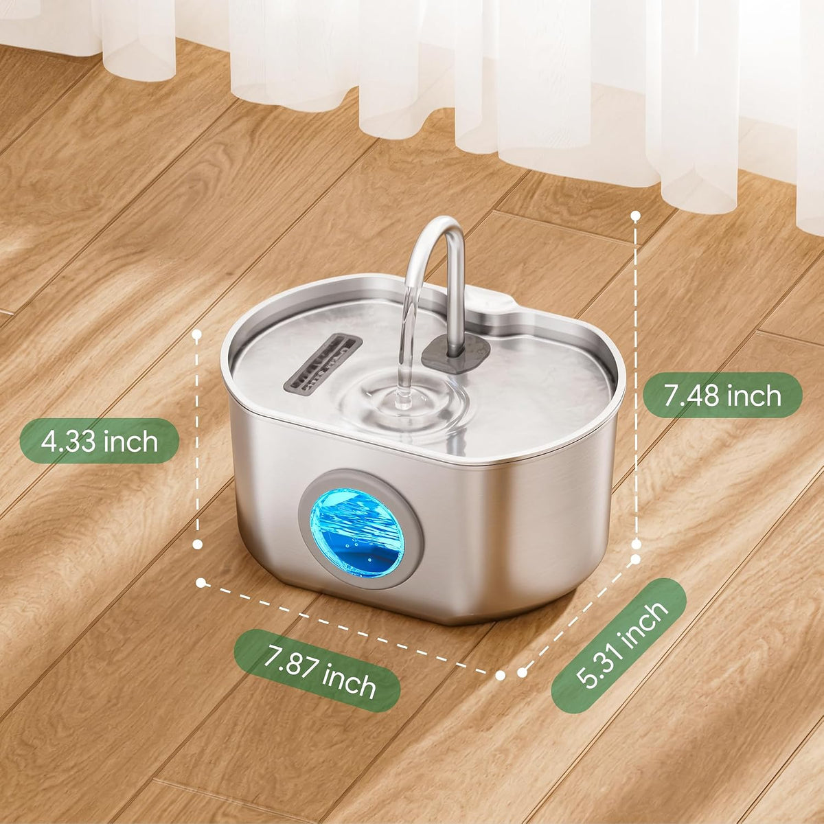 Cat Water Fountain Stainless Steel: 74oz/2.2L Cat Fountain - 74oz Fountain+4 Filters +4 Sponges - image 4
