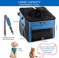 Dog Bike Basket, Soft-Sided Dog Bike Carrier with 4 Mesh Windows for Small Dog Cat Puppies - Grey - Blue-1 - image 3
