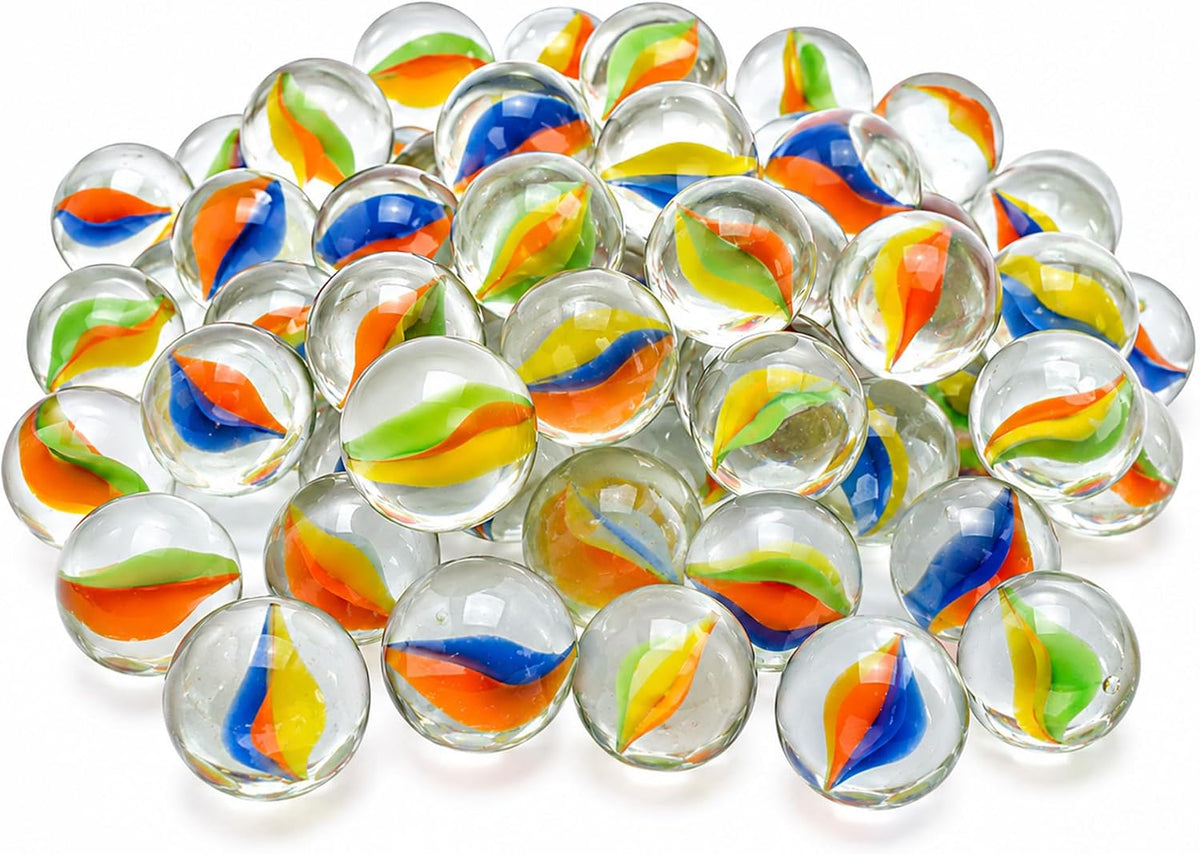 Sukh 78 Pcs Glass Marbles - 80 Pcs - Orange, Yellow, Blue, Green