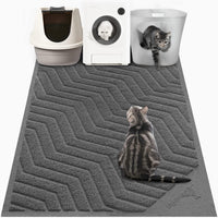 Cat Litter Box Mat, Kitty Premium PVC Pad, Durable Trapping Rug - 47x36 Inch (Pack of 1) / #04 Grey