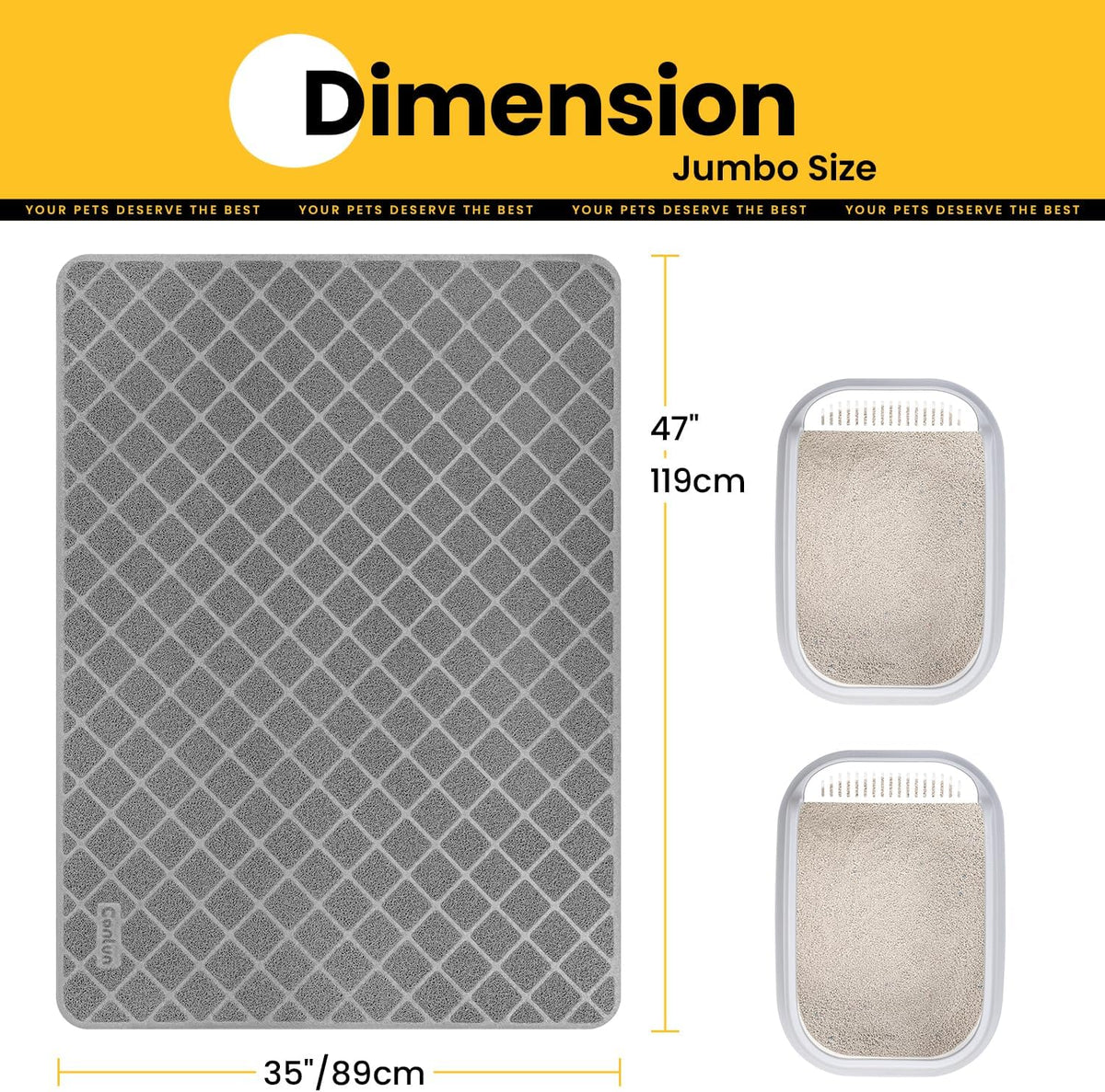 Conlun Cat Litter Mat Litter Trapping Mat - Grey / Jumbo (47" x 35") - image 2