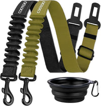 COOYOO Dog Seat Belt,3 Piece Set Retractable Dog Car Adjustable Seatbelts for Vehicle Nylon Pet Safety Heavy Duty & Elastic & Durable Car Harness for Dogs