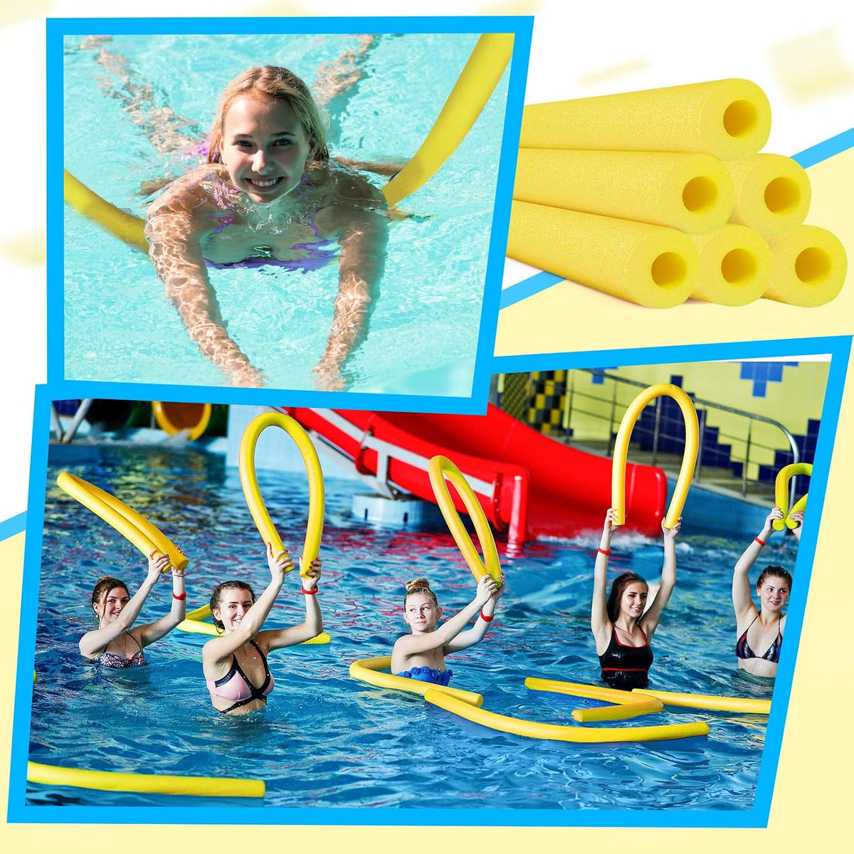 Hanaive white foam pool noodles, 6 pack, 52 inches long with hollow centers - view 40