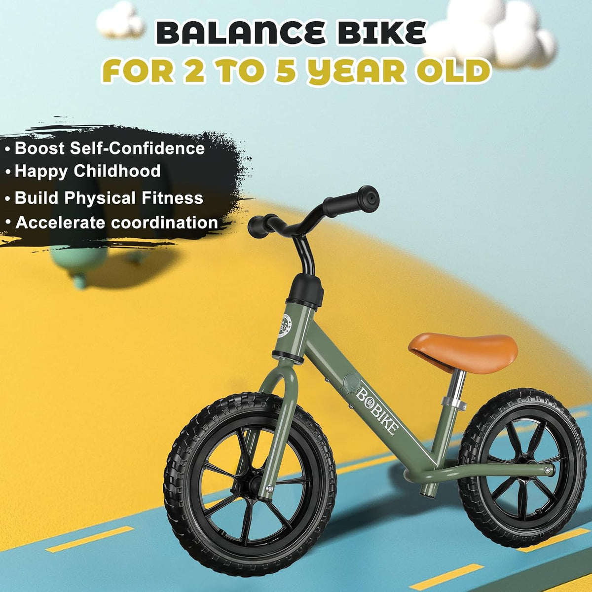 Bobike Toddler Balance Bike Toys for 2 to 5 Year Old Girls Boys - Green / Classic - image 2