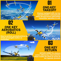 LEAMBE 4 Channel RC Plane, Ready to Fly Aerobatic Aircraft - Light Blue / Large - image 3