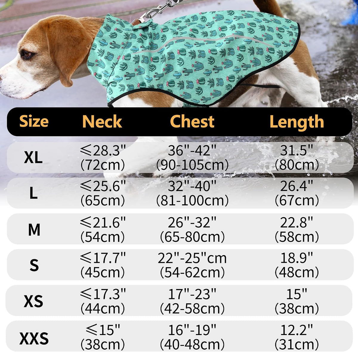 Mile High Life Dog Raincoat - L Chest 32"-40" / Green Cactus - image 2