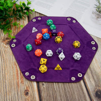 SIQUK 4 Pieces Dice Tray Set Foldable Dice Trays Hexagon Dice Rolling - Cyan, Pink, Violet and Black - image 4