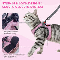Cat Harness and Leash - Ultra Light Escape Proof Kitten Collar Cat Walking Jacket with Running - Pink / Large - image 4